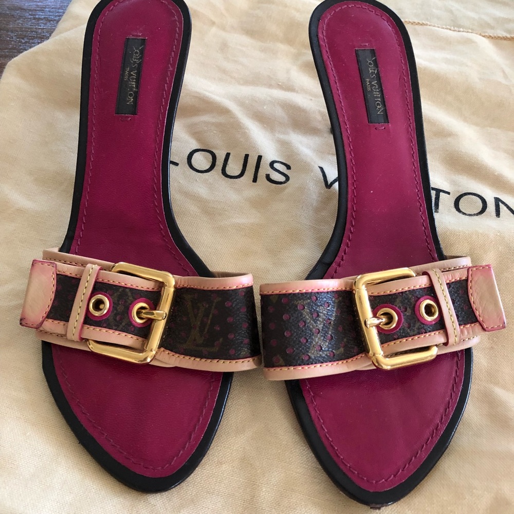 Louis Vuitton Authentic Sandals Brown & Pink